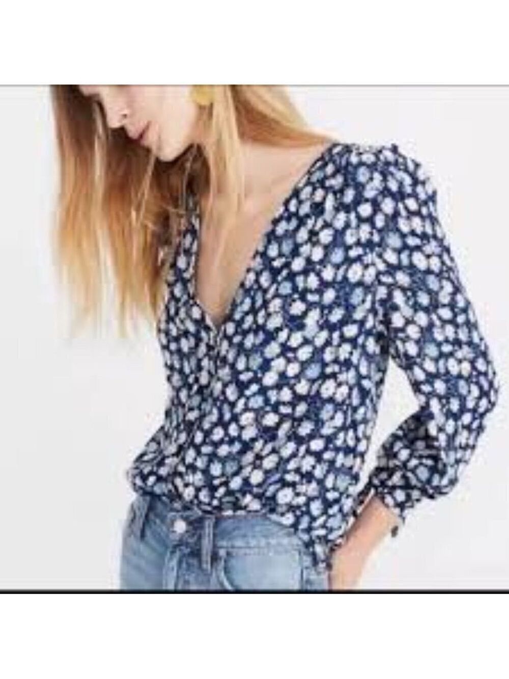 Madewell Tie-Sleeve Button-Down Top in French Floral Size Medium